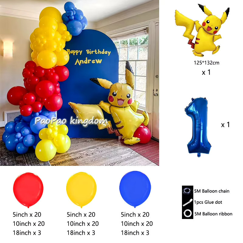 Potdemiel Pokemon Pikachu Girlande Bogen Folie Ballons Set - Bild 2