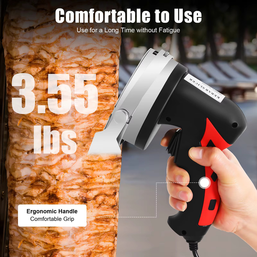 Bymaocar Elektrisches Shawarma-Messer Kebab-Schneider in Rot für BBQ und Gyros, 220-240V - Bild 5