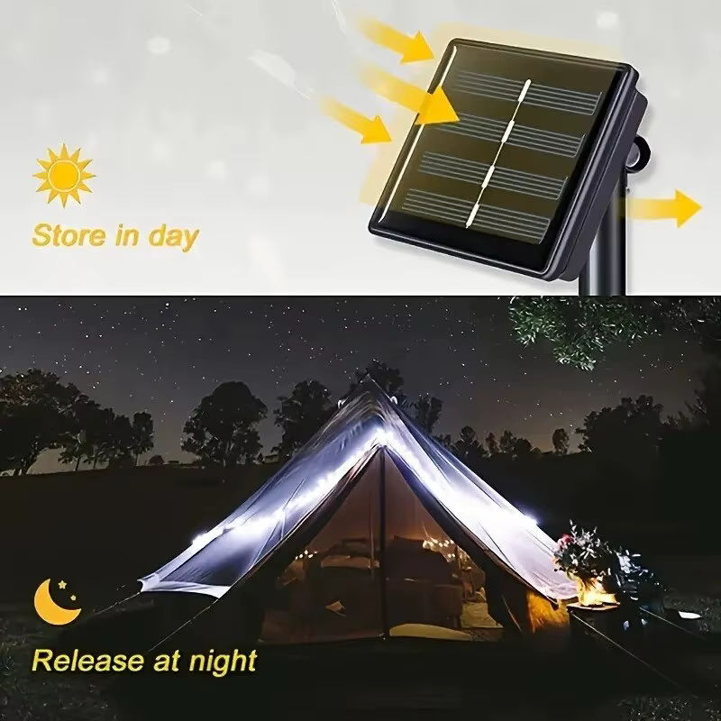 Szaoju Solar-Lichterkette für den Außenbereich mit Kupferdraht in Warmweiß und 8 Modi, wasserdichte Weihnachtsbeleuchtung für den Garten - Bild 3