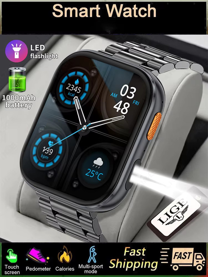 LIGE Smartwatch, Edelstahl, Schwarz, Herren, wasserdicht - Bild 7