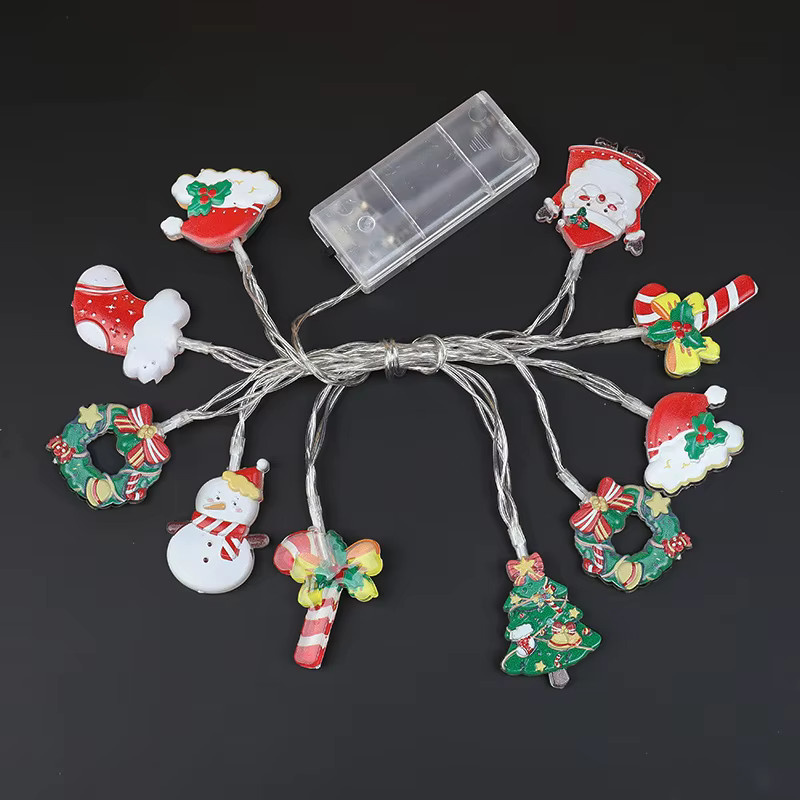 ZQNYCY LED Lichterkette mit Cartoon Weihnachtsmann Santa Claus als hängende Weihnachtsbaum Ornamente in Multicolor - Bild 2