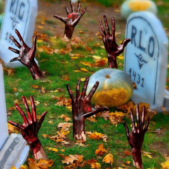 Shunfengshunshui Halloween Kartenstecker mit Blut-Geisterhand-Motiv in Mehrfarbig für gruselige Garten-Dekoration - Bild 3