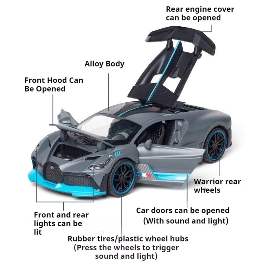 RMZ city Atlantic Divo Modellauto, 1:32, Metall, Blau, mit Licht und Sound - Bild 3