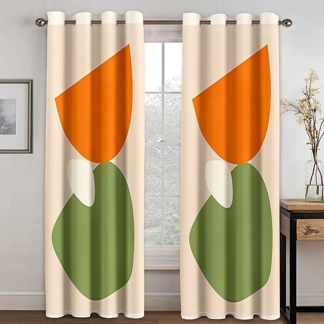 Yiran Furniture Moderne Abstrakte Vorhänge Bunt, 2er-Set mit Haken, Breite: 50 cm, Höhe: 130 cm - Bild 1