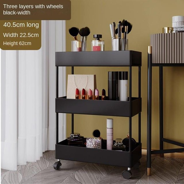 Keep Health Care Mobiler Aufbewahrungswagen mit 3 Etagen, Schlanker Rollwagen für Küche und Badezimmer, Schwarz, B/T/H: 40.5 x 13.5 x 62 cm - Bild 1