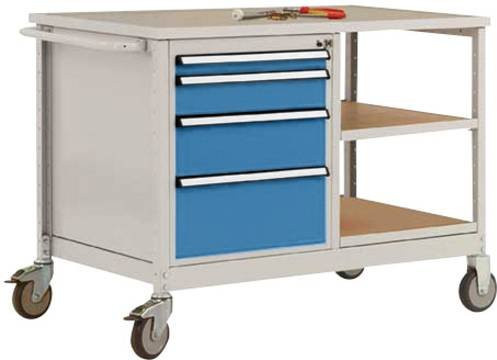 Manuflex MW2001.5012 Werkbank Mobil aus Stahl und Holz in Licht-Blau (RAL 5012), B/T/H: 113,5 x 78,0 x 59,0 cm - Bild 1