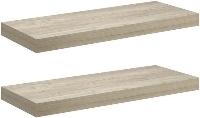 vidaXL Schwebende Wandregale aus MDF in Eiche, 2er-Set, B: 60 cm, T: 23,5 cm, H: 3,8 cm - Bild 1