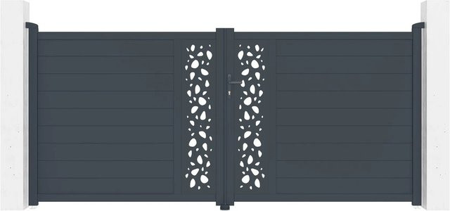 Casanoov Elektrisches Flügeltor Sunny in Anthrazit und Grau mit Drehtorantrieb Ranger B150 aus Aluminium, B: 355 cm, H: 161 cm - Bild 1