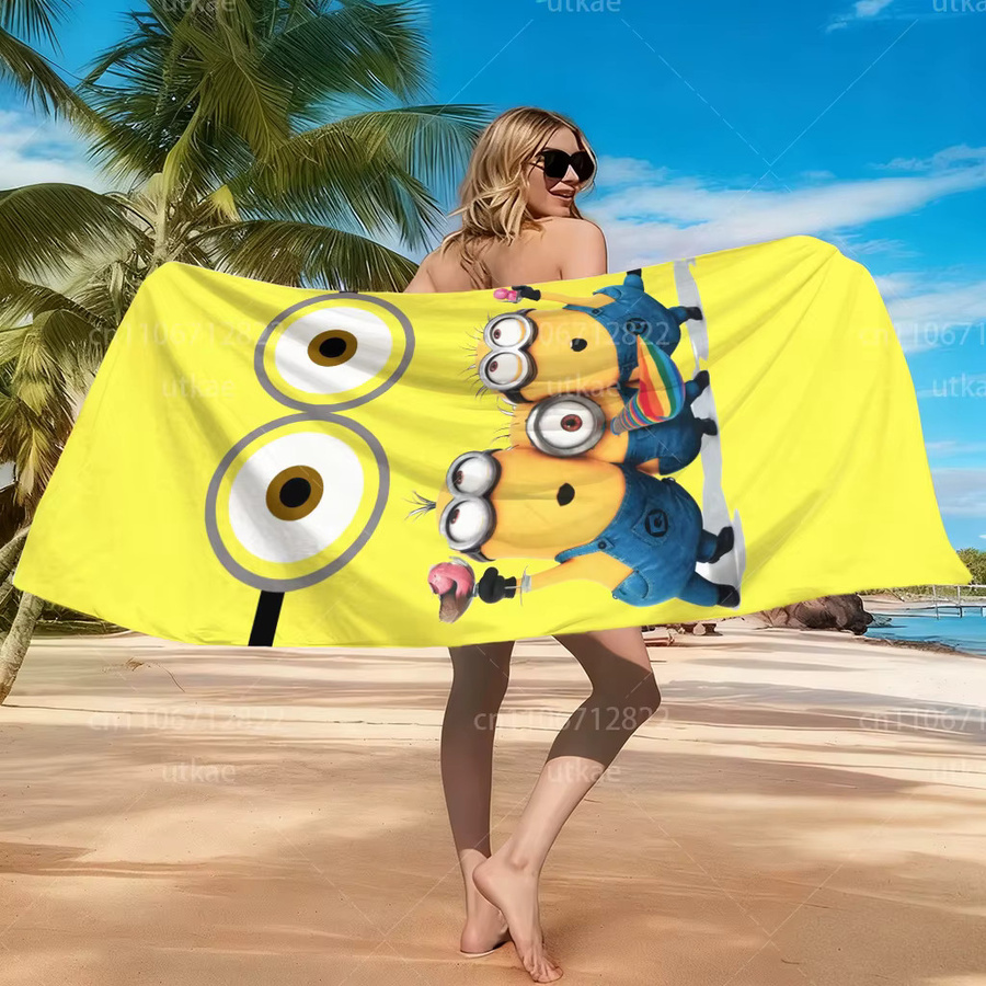 Potdemiel Minions Cartoon Mikrofaser-Strandtuch in Gelb, schnell trocknendes und saugfähiges Handtuch aus Polyester - Bild 2