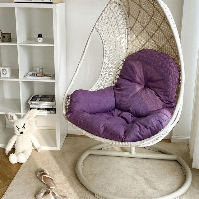 Verdicktes Hängesessel-Kissen von AprSi in Violett, rundes Kissen für Hängekorbe und Schaukelstühle, B/T/H: 105 x 105 x 12 cm - Bild 1