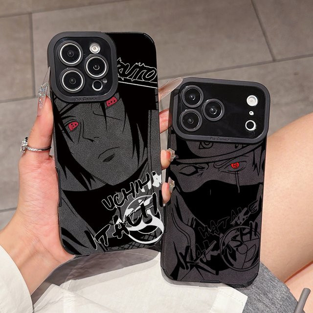 Handyhülle mit Naruto Itachi Pain Design in Schwarz für Apple iPhone 17 Air 16 16e 15 14 Plus 13 12 11 Pro Max mit luxuriöser Ledertextur - Bild 1