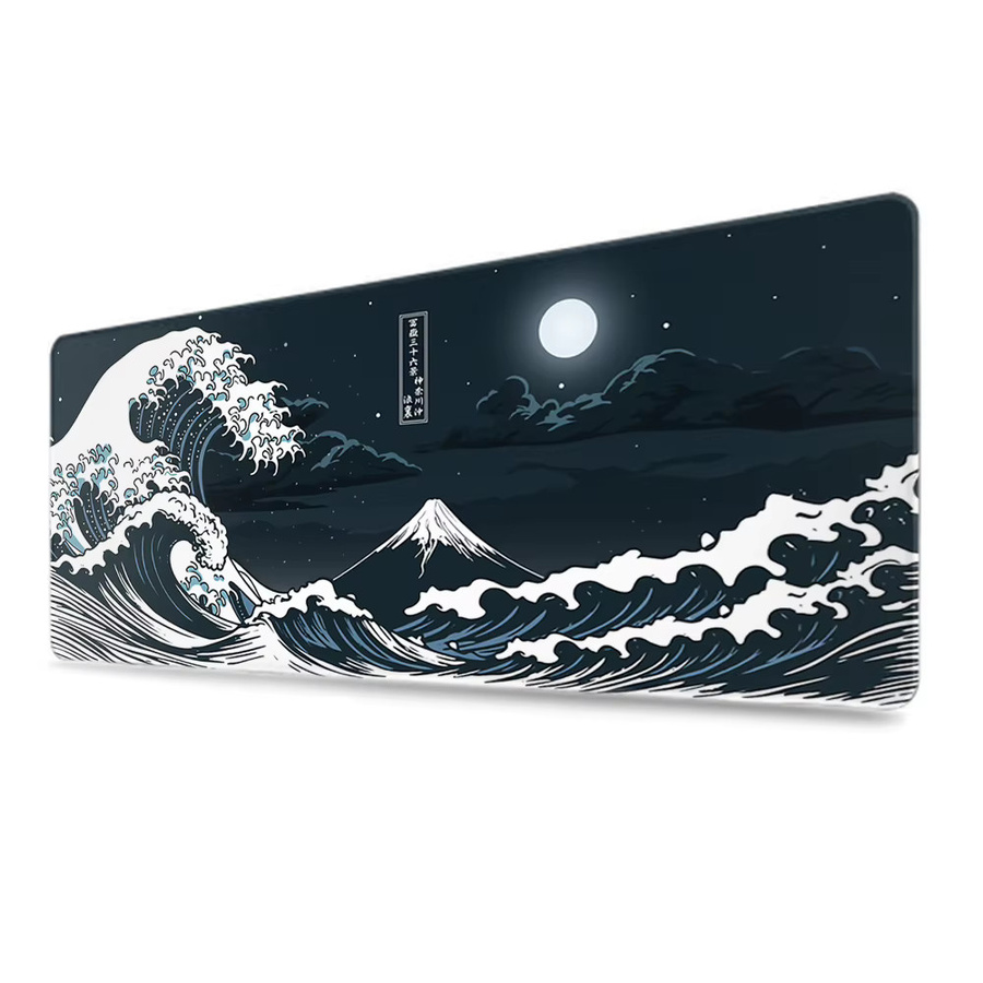 Großes Gaming Mousepad Die große Welle von Kanagawa Design für Gamer und Otaku, XL Schreibtischmatte aus Gummi - Bild 6