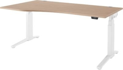 Schäfer Shop Genius Schreibtisch ERGOSTYLE S elektrisch höhenverstellbar Eiche/weiß B 1800 x T 800/1000 x H 645-1305 mm - Bild 1