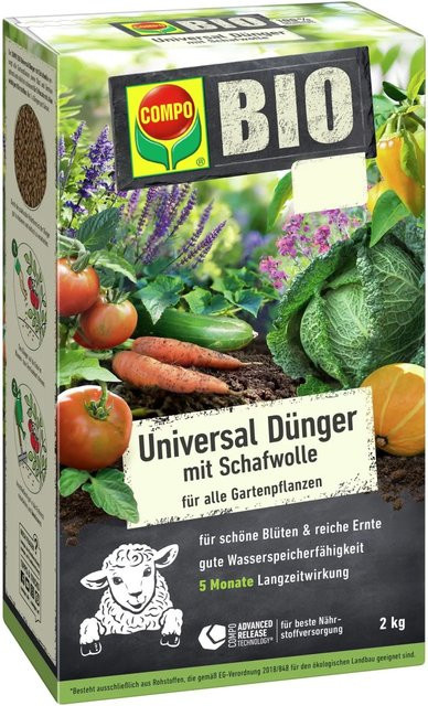 Compo Bio Universal Langzeit-Dünger mit Schafwolle für Gartenpflanzen, 2 kg - Bild 1