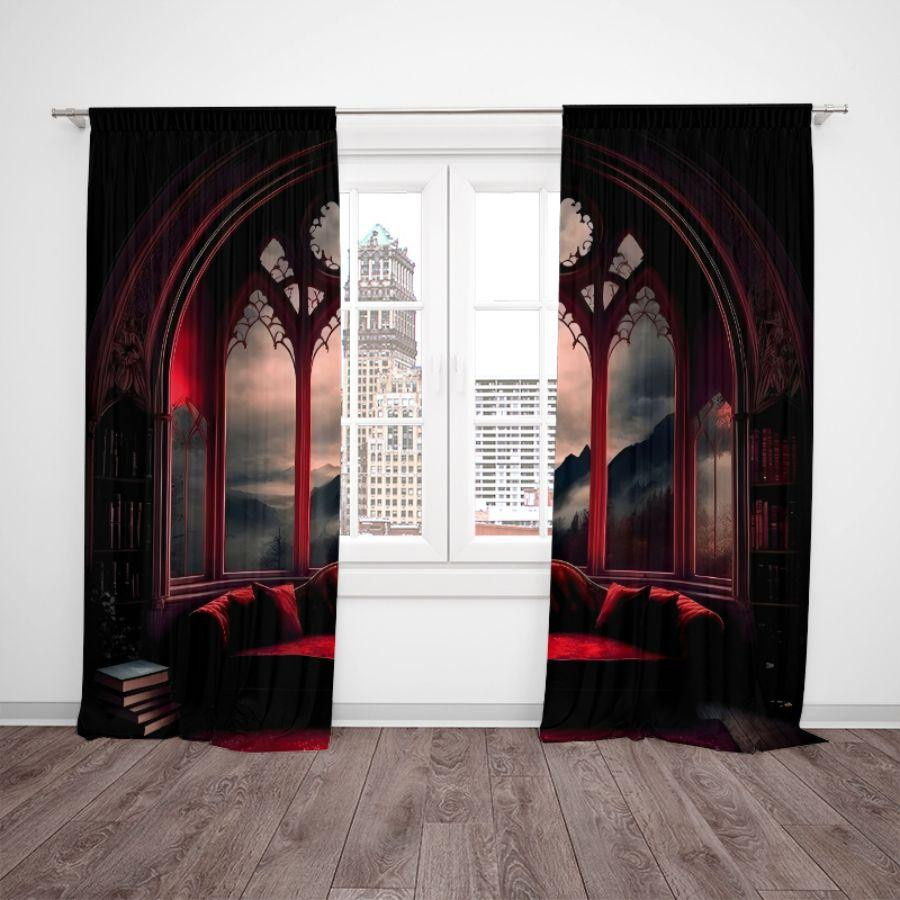 Yiran Furniture Vorhänge aus Polyester in Schwarz, 2er-Set, semi-transparent, moderner Stil, Breite: 35 cm, Höhe: 100 cm - Bild 2