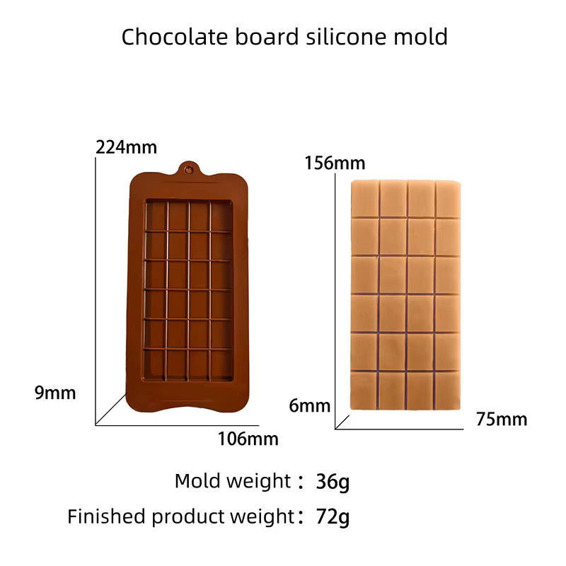 ouhoe Silikon Backform quadratisch mit 24 Mulden in Braun für Schokolade und Süßigkeiten - Bild 6