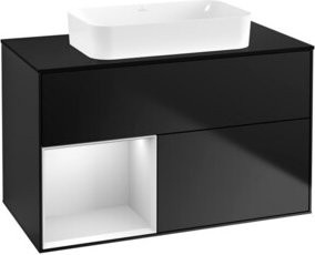 V&B Waschtischunterschrank Finion in Weiß und Blau lackiert, Breite: 100 cm, Tiefe: 60,3 cm - Bild 1