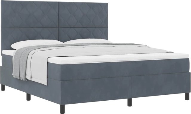 vidaXL Boxspringbett mit Matratze und Taschenfederkern in Grau, B/T: 180 x 200 cm - Bild 1