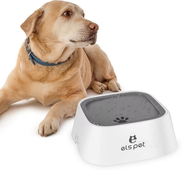 Booteely Automatischer Haustier-Wassernapf für Hunde und Katzen, auslaufsicher mit schwimmender Schüssel, Grau/Weiß - Bild 1