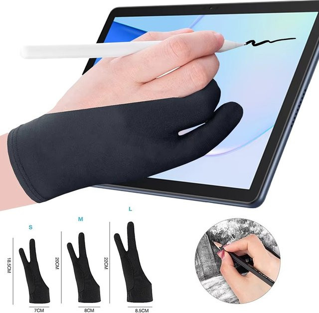 Mrgabwte Zwei-Finger-Zeichenhandschuhe in Schwarz für Apple iPad und Tablet als Anti-Touchscreen Künstlerhandschuhe und Skizzen-Schmierfester Handschutz - Bild 1