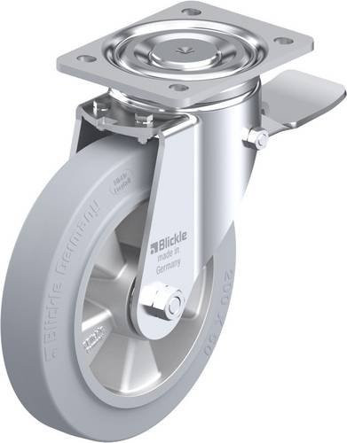 Blickle Lenkrolle LH-ALEV 200K-ST-SG mit Feststeller in Grau und Stahl, Rad-Durchmesser: 200 mm, Tragfähigkeit: 500 kg - Bild 1