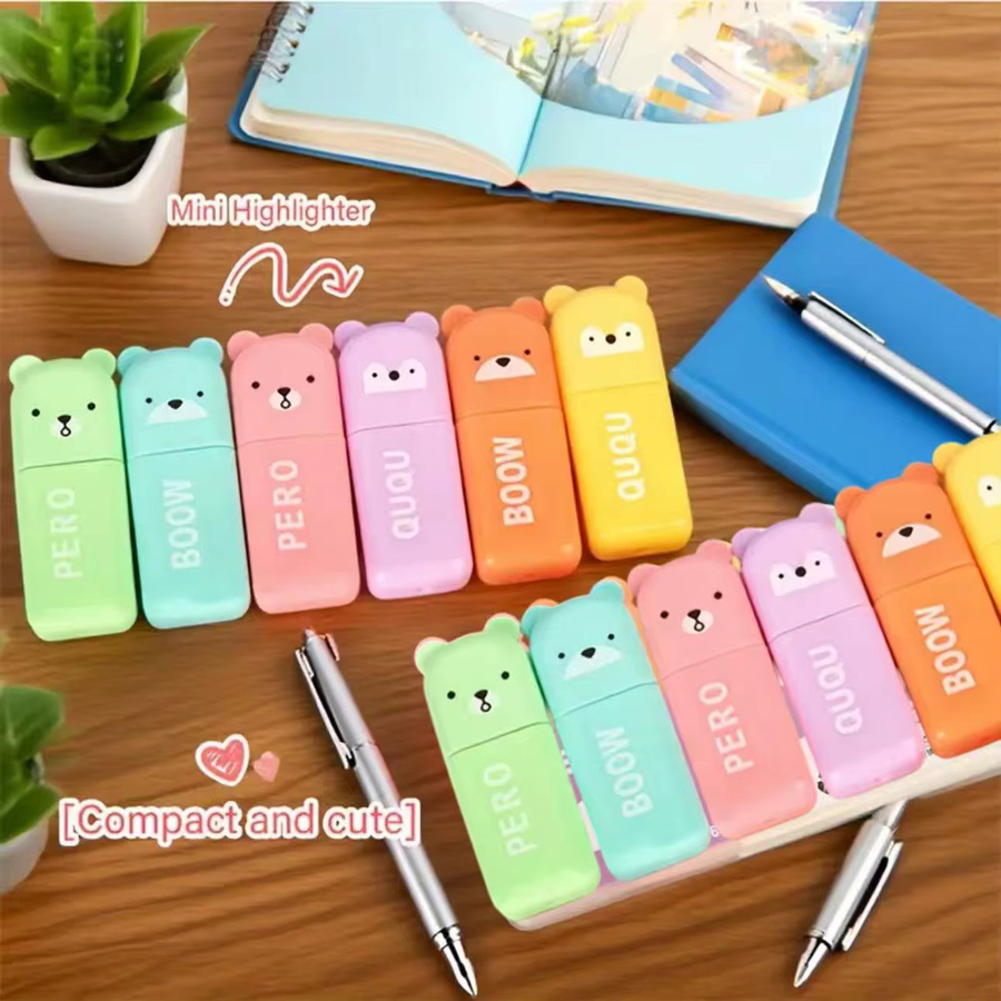 Pastellfarbenes Mini-Textmarker-Set mit 6 Stiften in Multicolour, augenschonende Textmarker mit Keilspitze für Schule und Bullet Journal - Bild 2