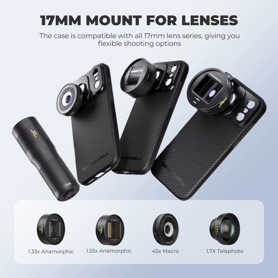 Freewell 17mm Mount iPhone Hülle für iPhone 17/16/15/14/13 Pro und Pro Max in Schwarz für Fotoobjektiv-Filterzubehör - Bild 3