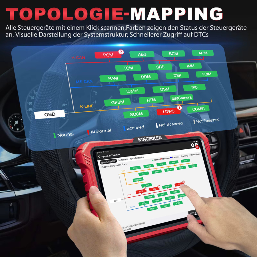 KINGBOLEN K10 Pro K10 ELITE Bidirektionaler OBD2 Diagnosescanner mit Topologiekarte und 40+ Reset-Service Komplettsystem - Bild 3