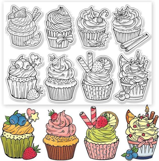 Dekorative Cupcake Silikonstempel in Transparent für die Gestaltung von Karten und Fotoalben - Bild 1