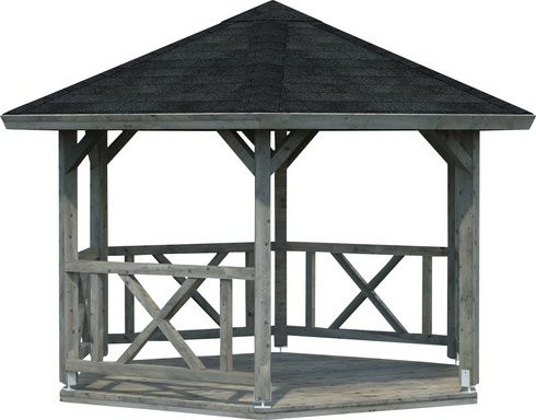 PALMAKO Pavillon Betty 1, sechseckiges Spitzdach in Grau, B/T/H: 423 x 423 x 313 cm - Bild 1