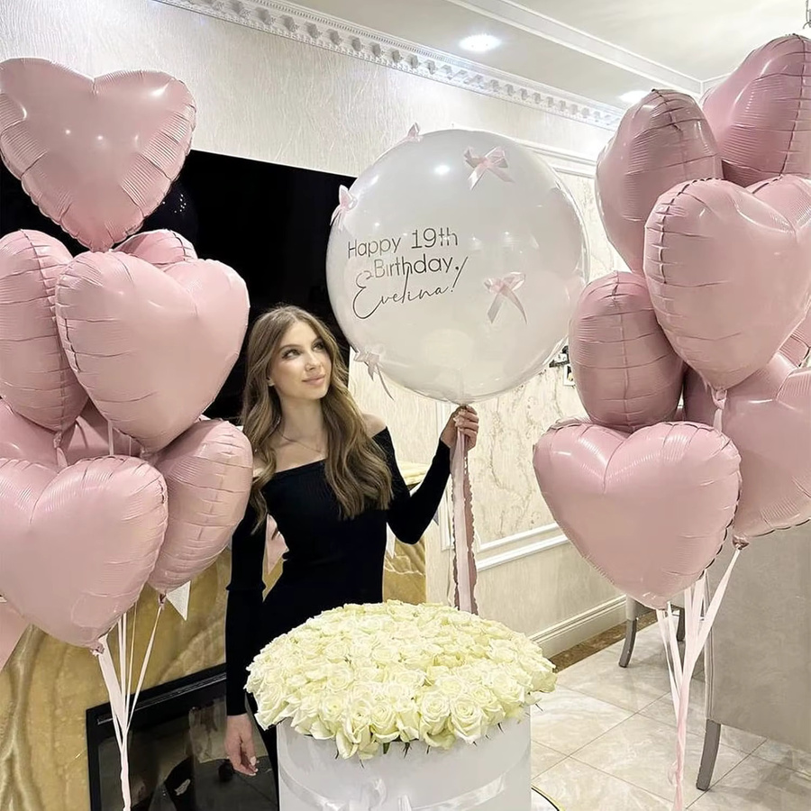 10 Stück Herzform Folienballons in Rosa und Rot für Hochzeit, Valentinstag und Party, Durchmesser: 45,7 cm - Bild 2