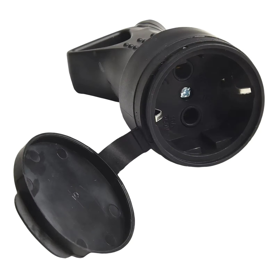 SUITU High Power Industriesteckdose aus Gummi, wasserdicht und geerdet, Schwarz, 16 A, 250 V, mit EU-Stecker und männlicher sowie weiblicher Steckdose - Bild 2
