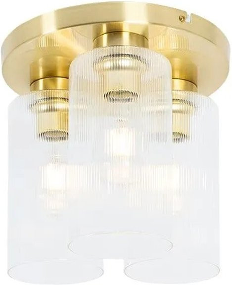 QAZQA Art-Deco-Deckenleuchte Laura, 3-flammig, Gold und Glas, dimmbar - Bild 1