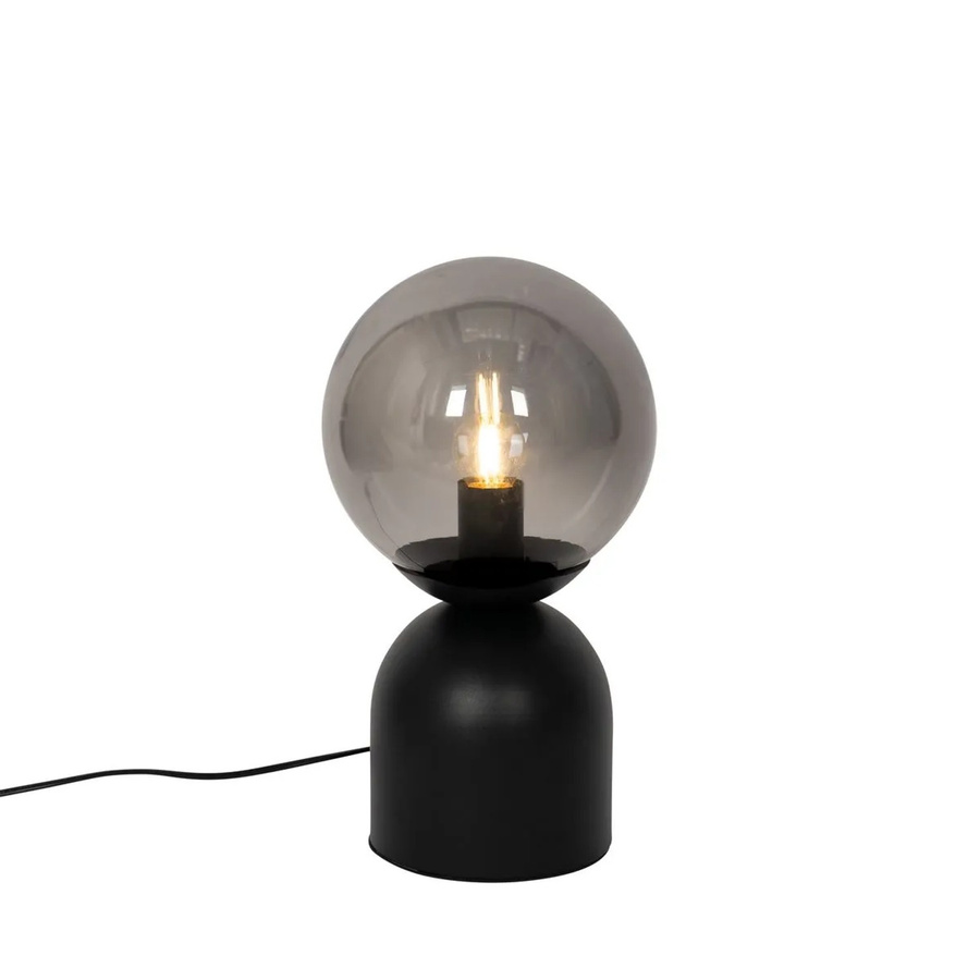 QAZQA Hotel-Chic Tischlampe in Schwarz mit Rauchglas und Stahlgestell, dimmbar, E27 - Bild 2