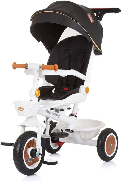 Chipolino Tricycle Marathon 2 in 1 Dreirad mit Gummiräder und Dach schwarz/weiss - Bild 1