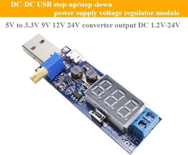 DC-DC USB-C Step-up/Step-down Spannungsreglermodul Blau, Konverter für 3,3V bis 24V Ausgangsspannung - Bild 1