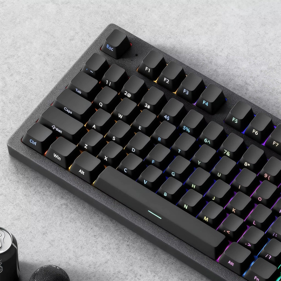 PBT-Double-Shot Tastenkappen im Cherry-Profil für mechanische MX-Switches, 134 Tasten, schwarz und transparent, seitlich hintergrundbeleuchtet - Bild 3