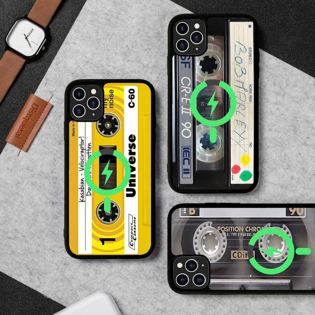 Potdemiel Retro-Kassetten Handyhülle für iPhone 17 16 15 14 13 12 11 Pro Max Plus mit MagSafe Magnetschale - Bild 1