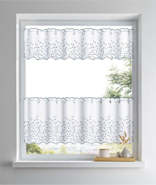 Scheibengardine Heine Home aus 100% Polyester, halbtransparent, Rod Pocket, Weiß oder Grau - Bild 1