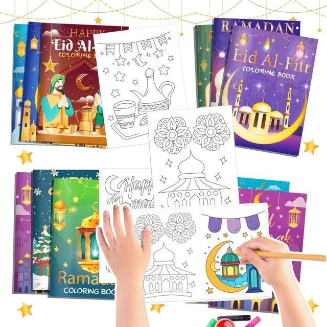 Ramadan Malbuch für Kinder mit Goldmond-Motiven in Mehrfarbig - Bild 1