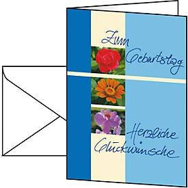 Sigel Geburtstagskarte Trio in White und Multicolour, 10 Stück, klappbar, FSC-Glanzkarton, B: 10,5 cm, H: 14,8 cm - Bild 1