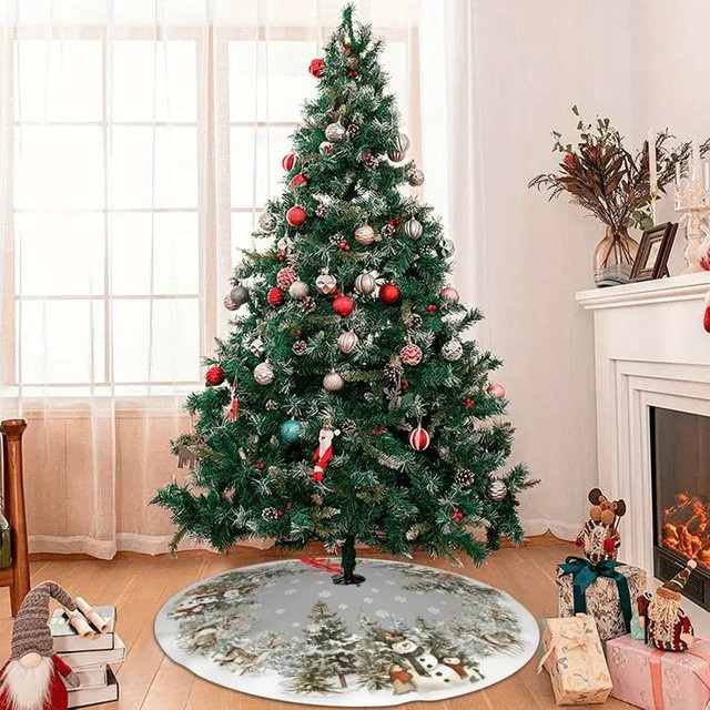 VIKAMA Weihnachtsbaumkleid mit Schneemann-Design in Multicolour als Baummatte für die Innen- und Außendekoration - Bild 1