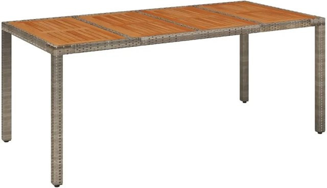 vidaXL Gartentisch aus Poly-Rattan und Akazienholz in Grau, B/T/H: 190 x 90 x 75 cm - Bild 1