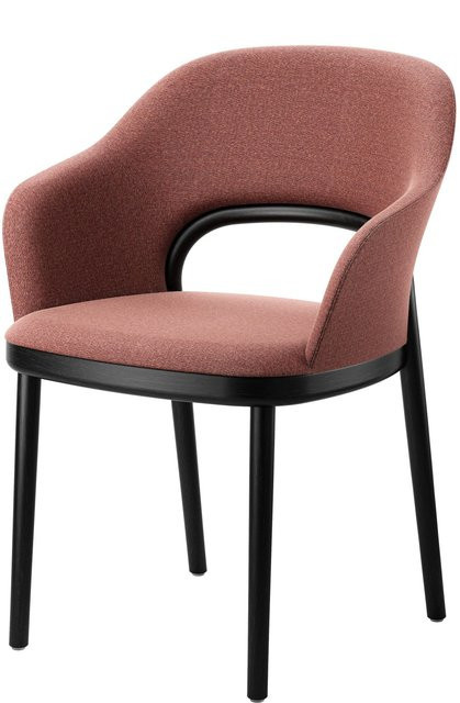 Thonet Stuhl 520 Pf in Pink mit Buchegestell und Stoffbezug - Bild 1