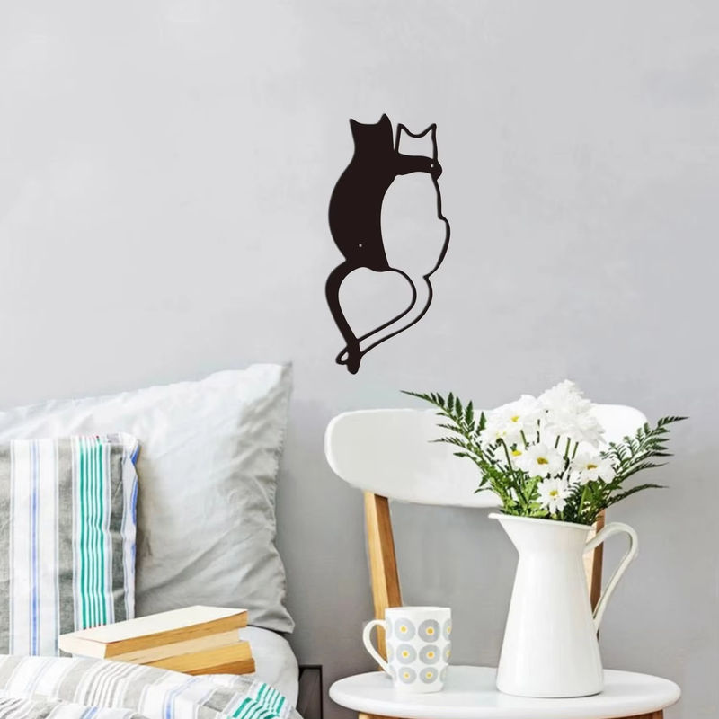 HELLOYOUNG Wanddekoration aus Metall in Schwarz mit Katze und Herzschwanz für Katzenliebhaber - Bild 3