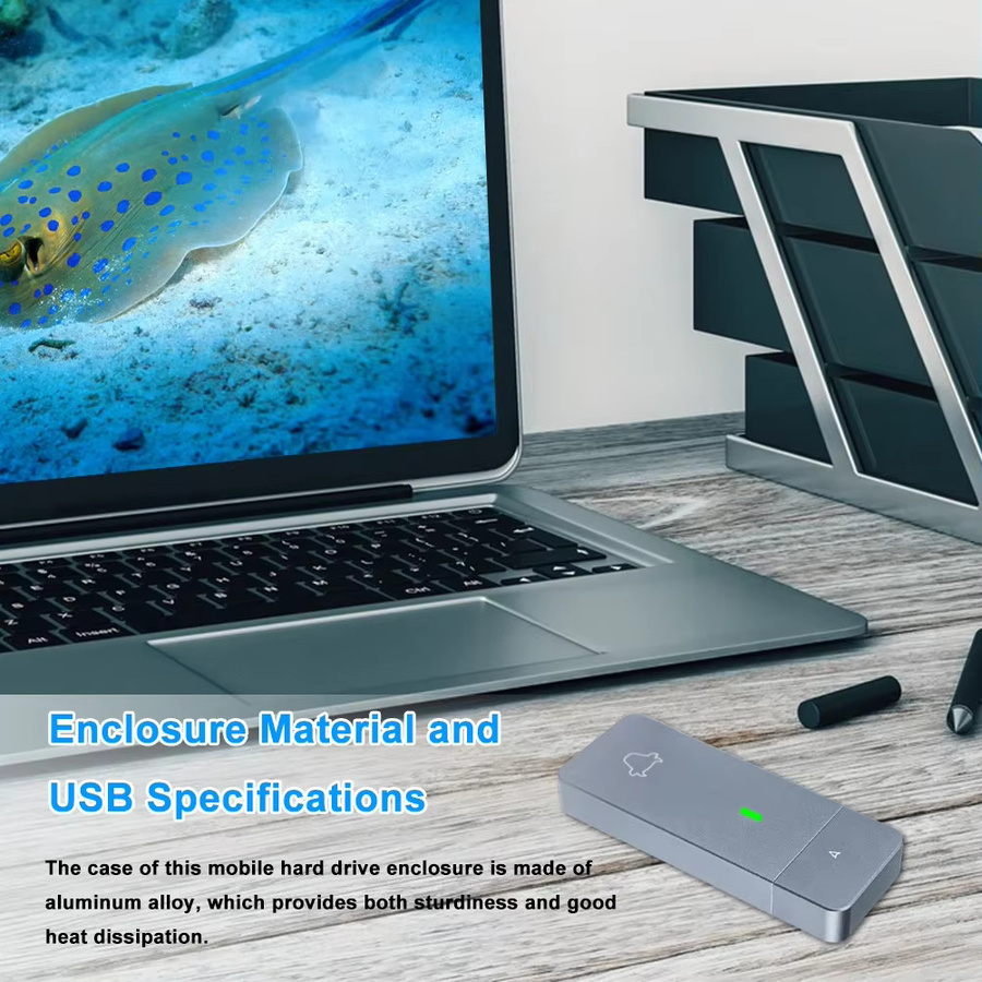 APWIKOGER M.2 NVMe SSD Gehäuse mit JMS583 Chip, USB 3.0 Gen2 Typ-C Adapter für M-Key und B&M-Key, Grau - Bild 2