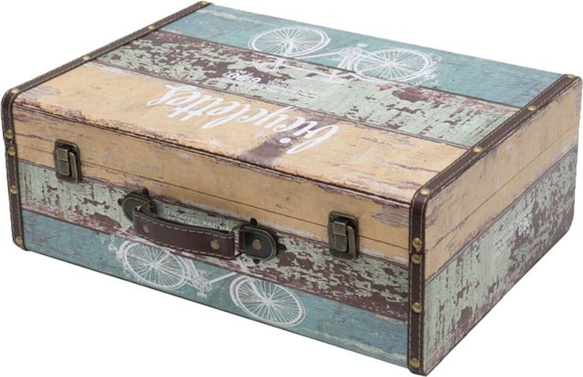 HMF VKO106 Vintage Koffer aus Holz in Mehrfarbig, B/T/H: 44 x 32 x 16 cm - Bild 1