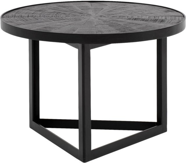 Couchtisch Wohnling Sonnenstrahlen aus Mango Massivholz in Schwarz im Industrial-Design B/H/T: 58 x 40 x 58 cm - Bild 1