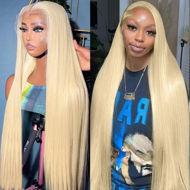 mayfive Echthaar-Perücke, blonde 613, transparente Spitze-Frontal-Perücke, Unisex - Bild 1