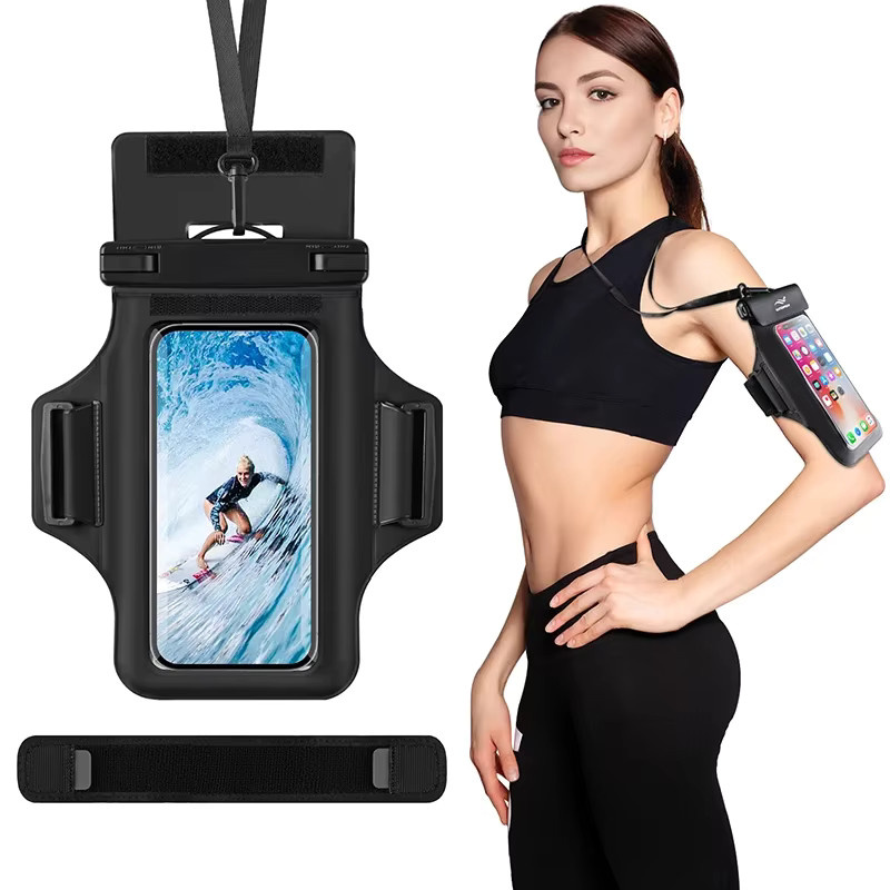 HAISSKY Wasserdichte Armband Handy Tasche in Schwarz für iPhone 17 16 15 14 13 12 Pro Max und 15 Plus zum Schwimmen, Surfen und Tauchen - Bild 3